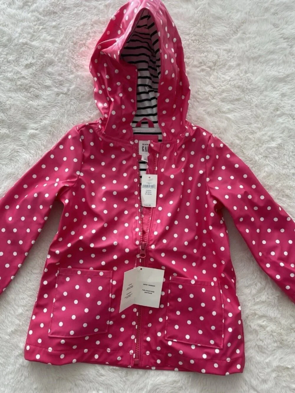 SALE! NWT GAP Rain Jacket Toddler Pink and White Dots Size 3T